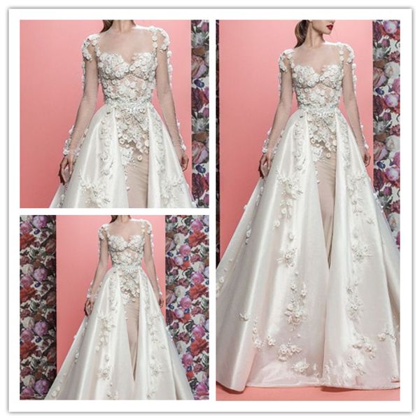elegant ball gown wedding dresses 3d-floral appliques wedding dress detachabletrail wedding dress sheer neck bridal gown robe de mariée, White
elegant ball gown wedding dresses 3d-floral appliques wedding dress detachabletrail wedding dress sheer neck bridal gown robe de mariée, White