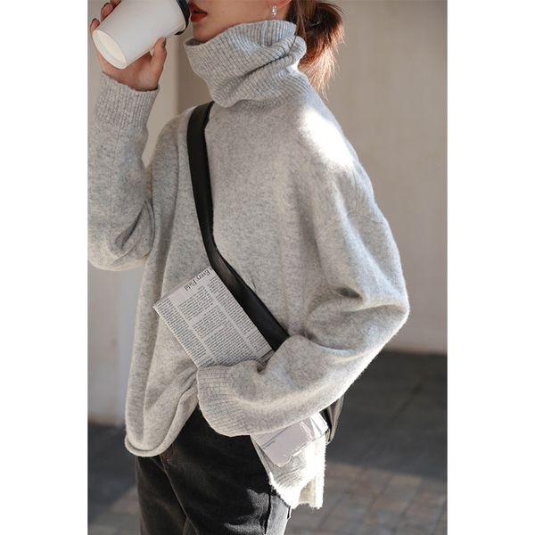 vadiming women's sweater 2019 autumn and winter new korean wool blend high collar shirt wild casual sweater 6879, White;black
vadiming women's sweater 2019 autumn and winter new korean wool blend high collar shirt wild casual sweater 6879, White;black