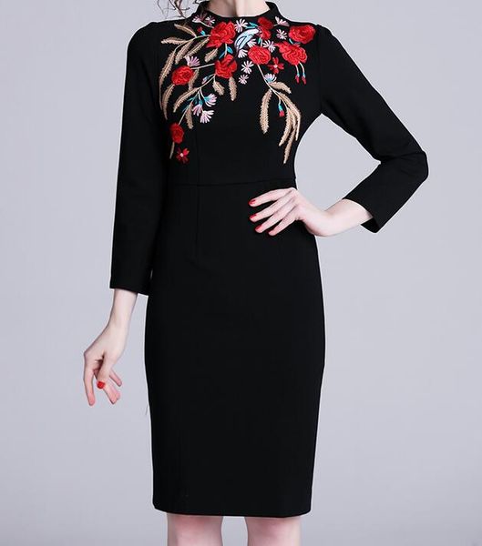 2019 hepburn style vintage dresses women's dress spring flora embroidery black hip step skirt, Black;pink
2019 hepburn style vintage dresses women's dress spring flora embroidery black hip step skirt, Black;pink