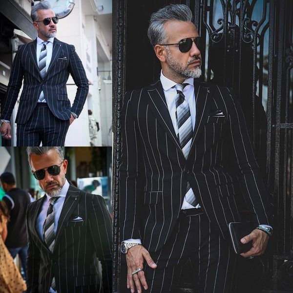 classic navy stripe men tuxedos groom wedding suits slim fit one button peaked lapel mens suit 2 pieces coat pants (jacket+pants), Black;gray
classic navy stripe men tuxedos groom wedding suits slim fit one button peaked lapel mens suit 2 pieces coat pants (jacket+pants), Black;gray