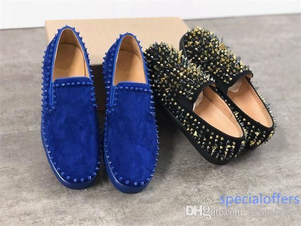 luxury red bottom roller-boat loafers shoes men designer trainer slip-on pik boat mens women suede spike crystal leather sport sneakers v4, Black 
luxury red bottom roller-boat loafers shoes men designer trainer slip-on pik boat mens women suede spike crystal leather sport sneakers v4, Black