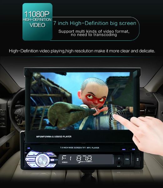 1din audio bluetooth radio car stereo receiver 7" hd retractable touch screen monitor mp5 player sd fm usb rear view camera
1din audio bluetooth radio car stereo receiver 7" hd retractable touch screen monitor mp5 player sd fm usb rear view camera