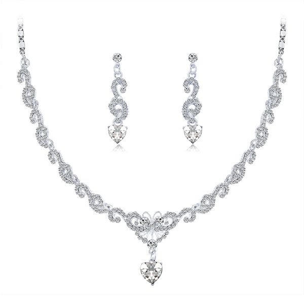 new trendy jewelry fashion temperament alloy crystal bridal necklace & earrings sets dropshipping, Silver
new trendy jewelry fashion temperament alloy crystal bridal necklace & earrings sets dropshipping, Silver