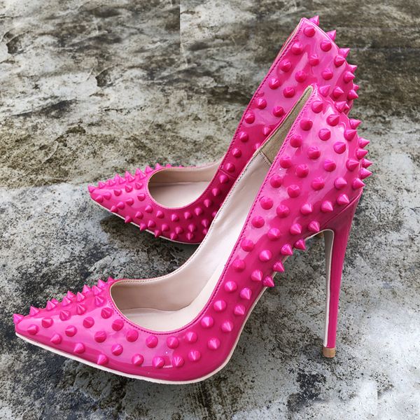 women lady 2019 fashion patent leather spikes poined toes wedding heels stiletto high heels red shoes bottom pumps 12cm 120mm, Black
women lady 2019 fashion patent leather spikes poined toes wedding heels stiletto high heels red shoes bottom pumps 12cm 120mm, Black