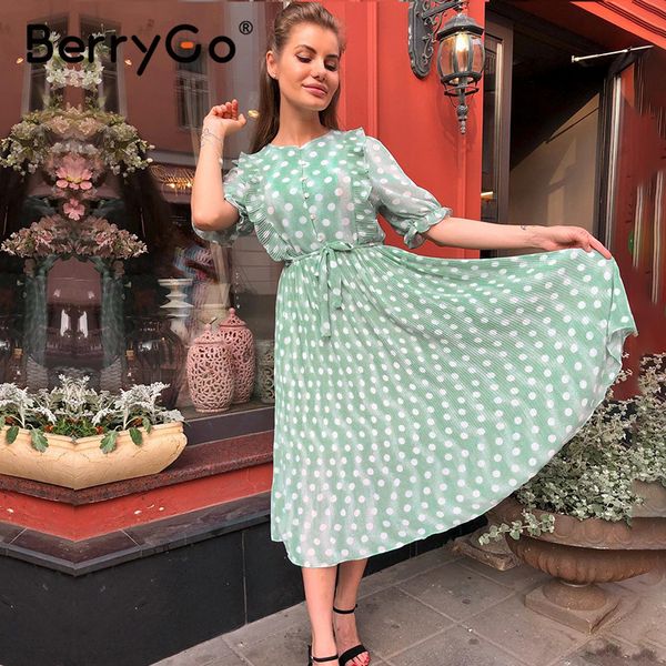 berrygo polka dot print summer dresses women short sleeve ruffle midi dress female high waist sash pearl buttons ladies dress, Black;gray
berrygo polka dot print summer dresses women short sleeve ruffle midi dress female high waist sash pearl buttons ladies dress, Black;gray