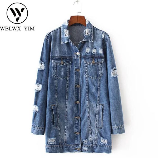 korean new long denim jacket womens fashion single-breasted hole loose jacket coats washed jeans women casual denim coat, Black;brown
korean new long denim jacket womens fashion single-breasted hole loose jacket coats washed jeans women casual denim coat, Black;brown