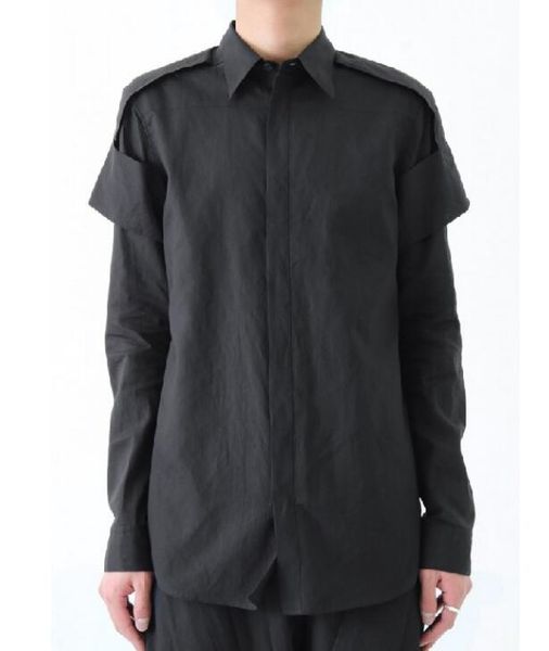 s-6xl 2019 summer men's new fashion personality custom vintage double sleeve paneled long sleeve cotton shirt, White;black
s-6xl 2019 summer men's new fashion personality custom vintage double sleeve paneled long sleeve cotton shirt, White;black