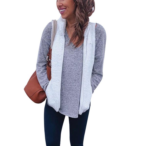 2019 women vest pockets zipper waistcoat knitted vests cardigan sleeveless simple solid color coat ie998, Black;white
2019 women vest pockets zipper waistcoat knitted vests cardigan sleeveless simple solid color coat ie998, Black;white