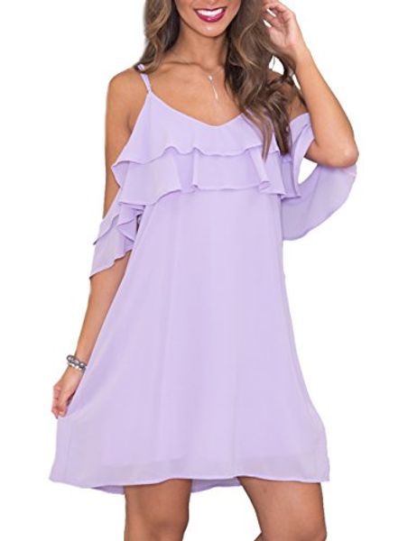sunnoe women's chiffon summer cold shoulder spaghetti strap dress loose beach dress, Black;gray
sunnoe women's chiffon summer cold shoulder spaghetti strap dress loose beach dress, Black;gray