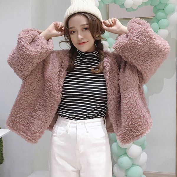 women long sleeve v neck coat casual loose harajuku cardigan outwear winter warm faux fur coat, Black
women long sleeve v neck coat casual loose harajuku cardigan outwear winter warm faux fur coat, Black
