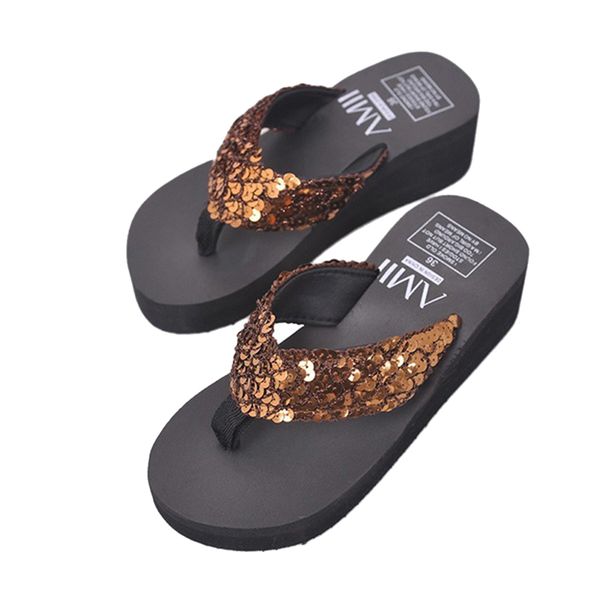 2019 summer women's slippers sequins anti-slip wedge sandals thong mid heels platform slippers flip-flops outdoor, Black
2019 summer women's slippers sequins anti-slip wedge sandals thong mid heels platform slippers flip-flops outdoor, Black