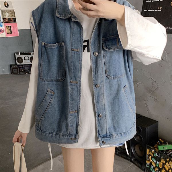 hzirip autumn casual all-match denim 2020 chic sleeveless loose vest new cowboy outerwear stylish female jackets pockets coat, Black;white
hzirip autumn casual all-match denim 2020 chic sleeveless loose vest new cowboy outerwear stylish female jackets pockets coat, Black;white