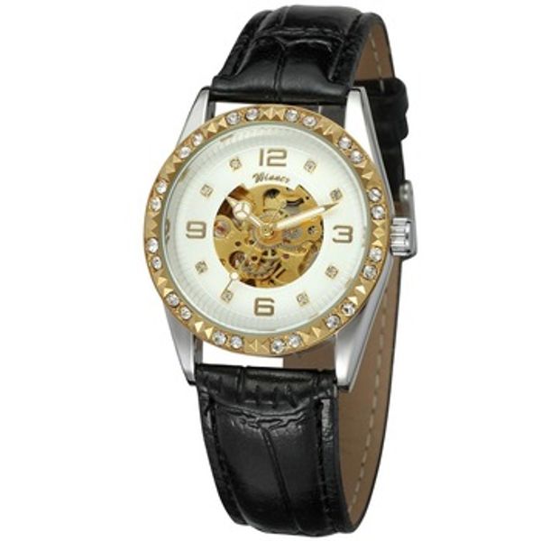 women's transparent crystal analog watch skeleton black leather strap gift with stones casual wristwatch relogio masculino, Slivery;brown
women's transparent crystal analog watch skeleton black leather strap gift with stones casual wristwatch relogio masculino, Slivery;brown
