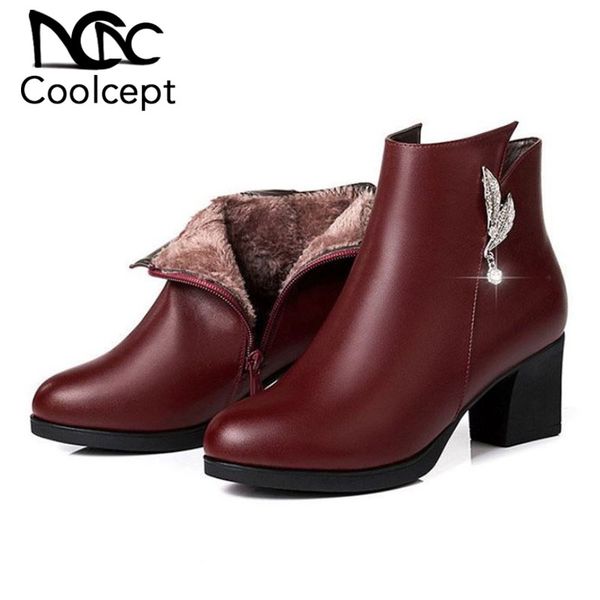 coolcept women winter ankle boots fashion side zipper square heels shoes women plush fur warm crystal lady footwear size 35-40, Black
coolcept women winter ankle boots fashion side zipper square heels shoes women plush fur warm crystal lady footwear size 35-40, Black