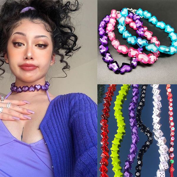 women love heart choker necklace acrylic bead necklace fashion for women girl fashion hip hop punk jewelry will and sandy gift, Golden;silver 
women love heart choker necklace acrylic bead necklace fashion for women girl fashion hip hop punk jewelry will and sandy gift, Golden;silver