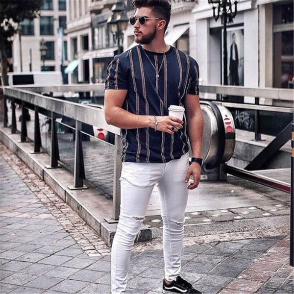 steetwear men t shirt short sleeve stripe print round neck slim fit t-shirts businessman clothing homme camiseta masculina, White;black
steetwear men t shirt short sleeve stripe print round neck slim fit t-shirts businessman clothing homme camiseta masculina, White;black