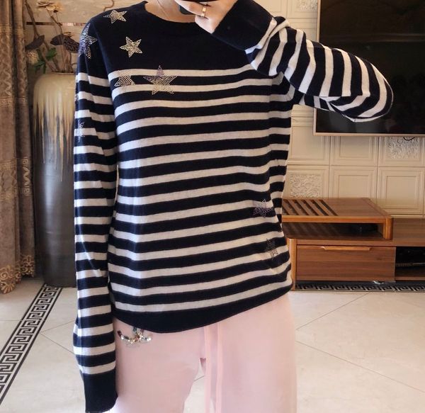 women sweater 2019 autumn and winter new worsted 100% pure cashmere sweater, White;black
women sweater 2019 autumn and winter new worsted 100% pure cashmere sweater, White;black