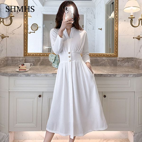 simple white fold high street dress 2020 spring v-neck bat sleeve elastic waist loose hem elegant party dress women, Black;gray
simple white fold high street dress 2020 spring v-neck bat sleeve elastic waist loose hem elegant party dress women, Black;gray