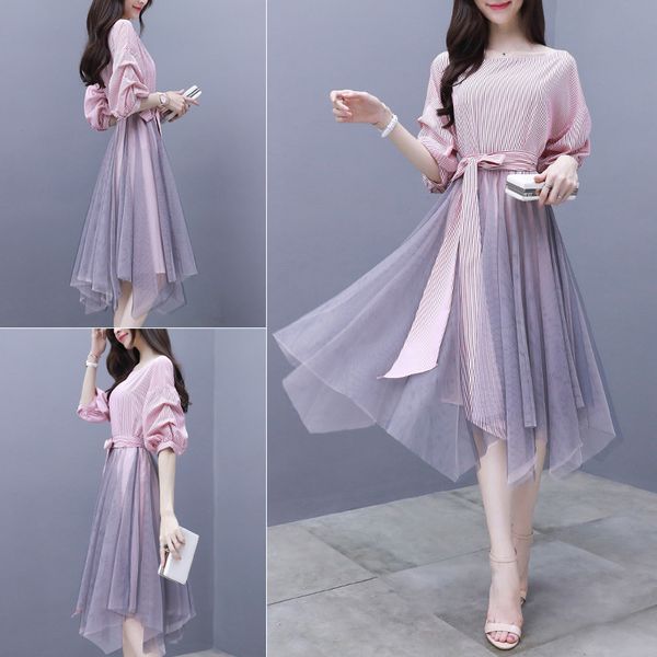 2020 new dress summer korean version of a word collar stripe lantern sleeve in the long suit skirt waist tightening dress, Black;gray
2020 new dress summer korean version of a word collar stripe lantern sleeve in the long suit skirt waist tightening dress, Black;gray