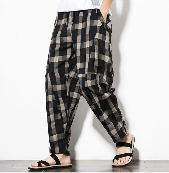 sincism store men's plaid harem pants breathable linen baggy pants casual mid waist harajuku trousers hip hop streetweat, Black
sincism store men's plaid harem pants breathable linen baggy pants casual mid waist harajuku trousers hip hop streetweat, Black