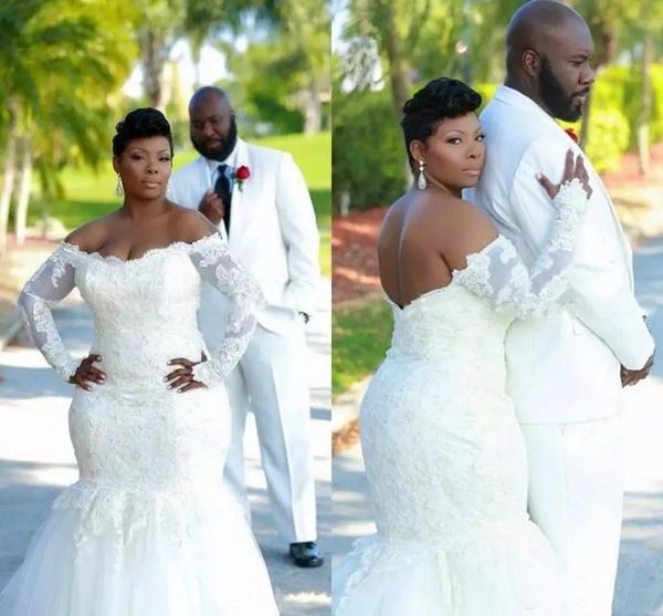 plus size wedding dresses mermaid long sleeve backless lace off shoulder wedding gowns custom made vestidos de novia bridal dress, White
plus size wedding dresses mermaid long sleeve backless lace off shoulder wedding gowns custom made vestidos de novia bridal dress, White