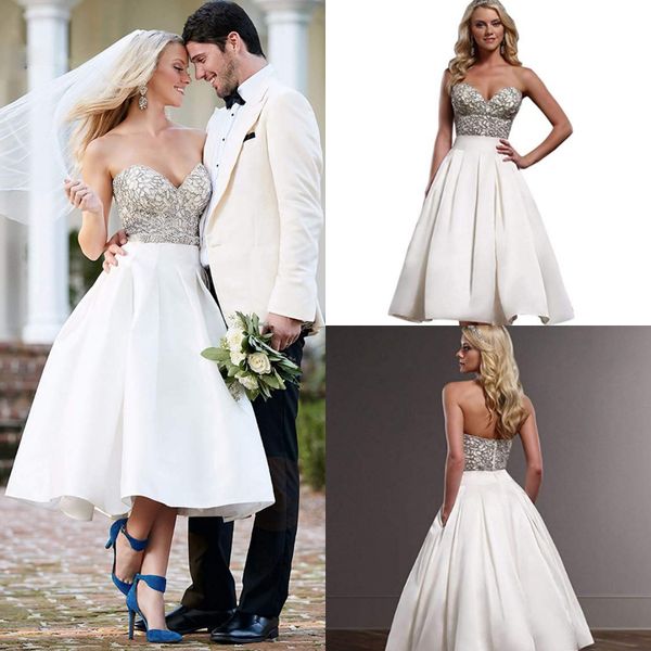 strapless short wedding dresses elopements sweetheart tea length beaded plus size country boho bridal reception gown zipper back uk 50s, White
strapless short wedding dresses elopements sweetheart tea length beaded plus size country boho bridal reception gown zipper back uk 50s, White