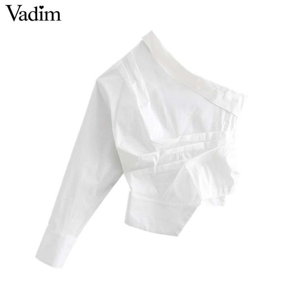 vadim women one shoulder white blouse skew collar one sleeve irregular shirts female slim stylish cute blusas la935
vadim women one shoulder white blouse skew collar one sleeve irregular shirts female slim stylish cute blusas la935