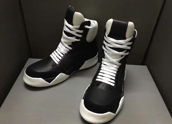 factory outlet high handmade ca big boots causal new list street big tongue cow leather kanye west yazzy boot, Black