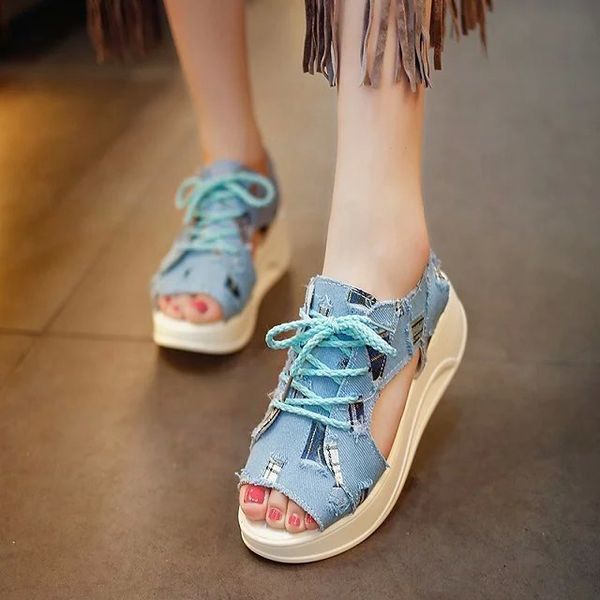 summer cowboy with holes cloth shoes sandals england qi gai xie elevator flat heel flat casual washing canvas sandals, Black
summer cowboy with holes cloth shoes sandals england qi gai xie elevator flat heel flat casual washing canvas sandals, Black