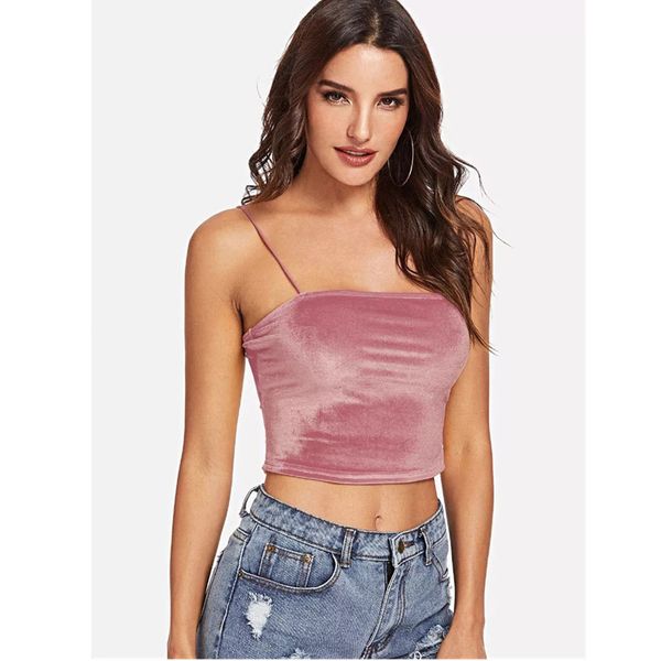 women strappy pink tank fashion summer velvet tank camis strapless femme fitness tight club camisoles, White
women strappy pink tank fashion summer velvet tank camis strapless femme fitness tight club camisoles, White