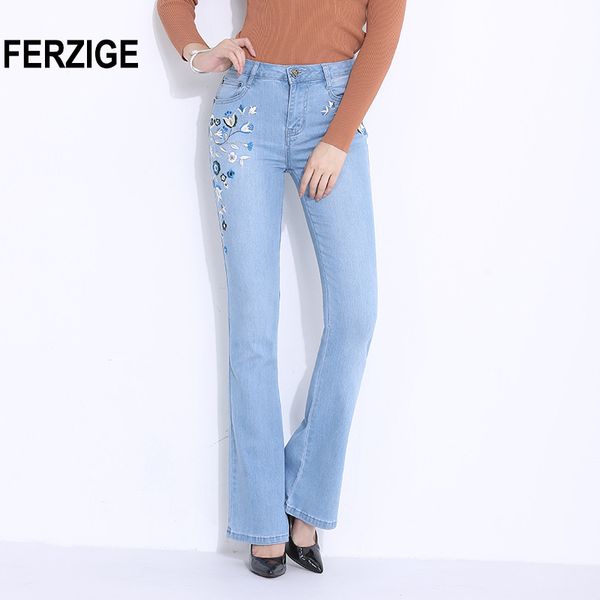 ferzige 2018 women jeans embroidery flares pants slim fit light blue stretch long trousrs casual push up ladies plus size
ferzige 2018 women jeans embroidery flares pants slim fit light blue stretch long trousrs casual push up ladies plus size