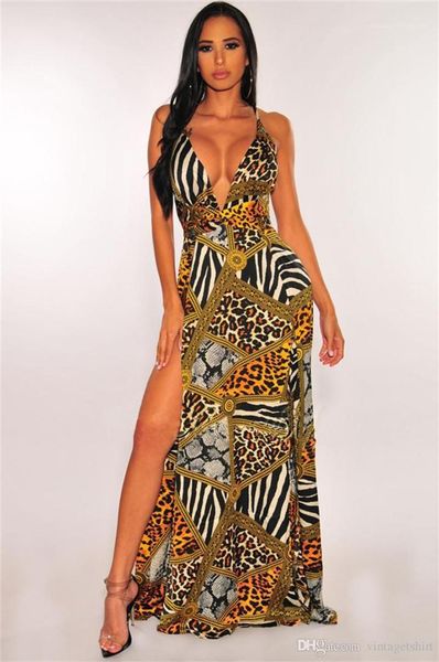 womens dress designer leopard print summer long dress ladies deep v neck dresses high split, Black;gray
womens dress designer leopard print summer long dress ladies deep v neck dresses high split, Black;gray