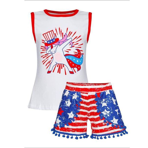 fourth of july baby girls sets kids cartoon unicorn printed striped tassel shorts 2pcs outfits independence day toddler kids clothing, White
fourth of july baby girls sets kids cartoon unicorn printed striped tassel shorts 2pcs outfits independence day toddler kids clothing, White