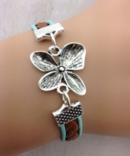 1pc bracelet-antique silver flower bracelet,braided leather bracelet-621, Golden;silver
1pc bracelet-antique silver flower bracelet,braided leather bracelet-621, Golden;silver
