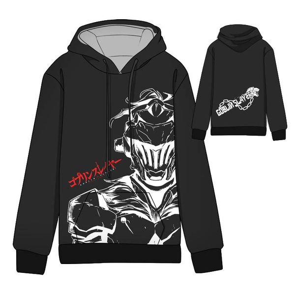 anime goblin slayer cosplay hoodies standard hooded winter funny sweatshirts, Black