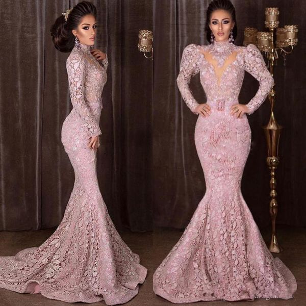 mermaid prom dresses long sleeves lace pink evening party dresses sweep train zipper back formal gowns vestidos, Black
mermaid prom dresses long sleeves lace pink evening party dresses sweep train zipper back formal gowns vestidos, Black
