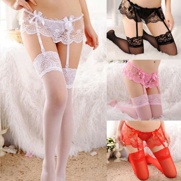 women lace thigh-high stockings garter belt suspender g-string set ladies 1pcs garter belt +1pcs lingerie+1pcs stockings, Black;white
women lace thigh-high stockings garter belt suspender g-string set ladies 1pcs garter belt +1pcs lingerie+1pcs stockings, Black;white