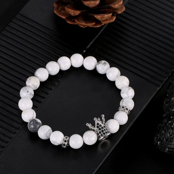 2019 white pine stone bead bracelet bangle micro inset crown jewelry single loop elastic bracelet fashion gift for women men, Black
2019 white pine stone bead bracelet bangle micro inset crown jewelry single loop elastic bracelet fashion gift for women men, Black