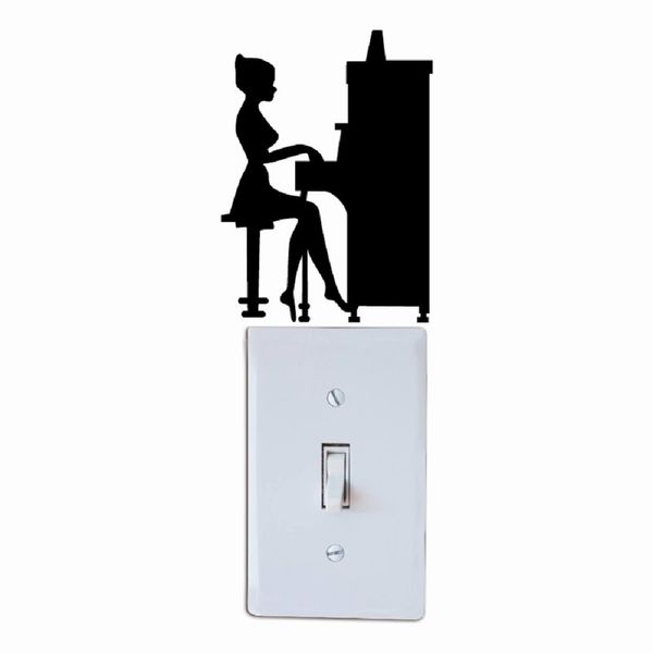 

girl playing piano silhouette light switch decals vinyl music wall sticker