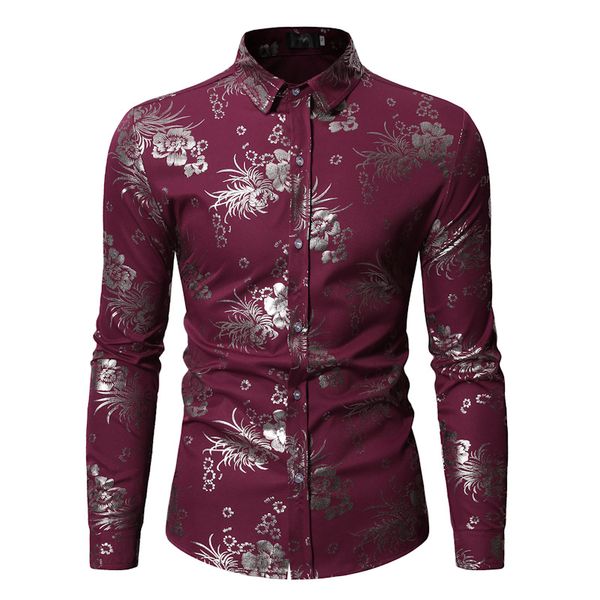 men's casual shirts fashion shirt flower pattern bronzing long-sleeved lapel, White;black
men's casual shirts fashion shirt flower pattern bronzing long-sleeved lapel, White;black