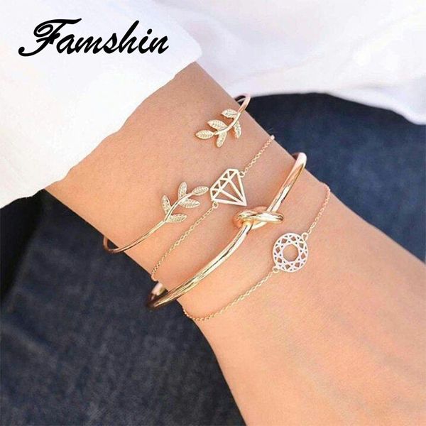 famshin 4 pcs/set women fashion geometric leaf round knotted bracelet summer alloy bohemian gold color bracelet jewelry women, Golden;silver
famshin 4 pcs/set women fashion geometric leaf round knotted bracelet summer alloy bohemian gold color bracelet jewelry women, Golden;silver