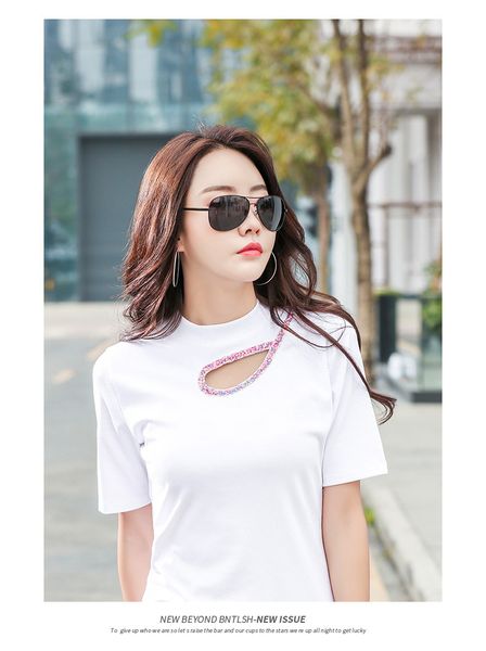 2020 summer new hollow t-shirt female short-sleeved slim was thin wild half-sleeved t-shirt shirt tide, White
2020 summer new hollow t-shirt female short-sleeved slim was thin wild half-sleeved t-shirt shirt tide, White