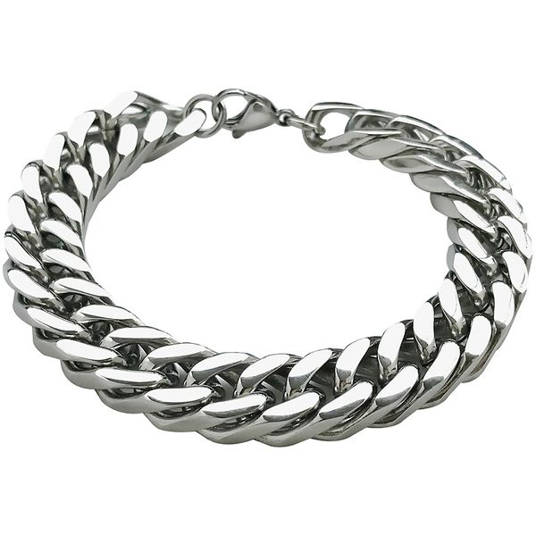bracelet mens cuban link chain stainless steel hip hop rock charm bracelet silver black gold chain jewelry wholesale