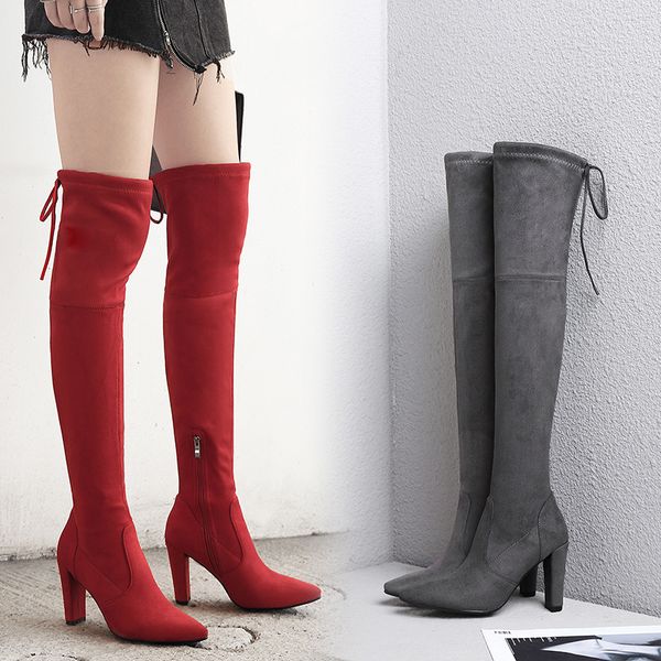 borruice 2019 party fashion suede leather shoes women over the knee heels stretch flock winter high boots botas c15, Black
borruice 2019 party fashion suede leather shoes women over the knee heels stretch flock winter high boots botas c15, Black