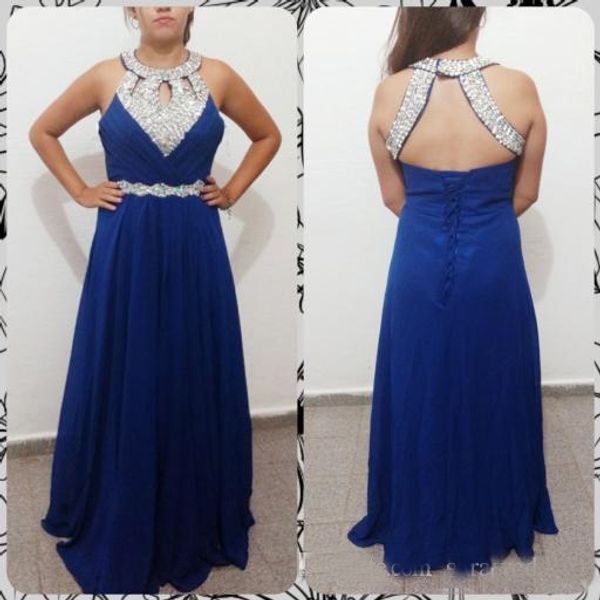 Beaded Halter Neck Chiffon Evening Dresses 2019 Lace Up Evening Gowns New Royal Blue Long Prom Dresses
Beaded Halter Neck Chiffon Evening Dresses 2019 Lace Up Evening Gowns New Royal Blue Long Prom Dresses