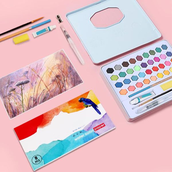 School Stationery Gift Solid Sketching With Box Quick Dry Non Toxic Students Art Supplies Watercolor Paint Set Bright Color