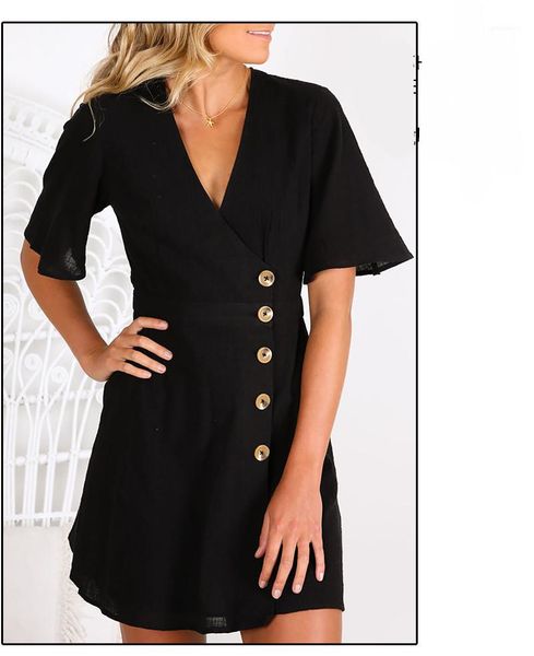 neck dress women short sleeve dresses with single button ladies work dresses summer female v, Black;gray
neck dress women short sleeve dresses with single button ladies work dresses summer female v, Black;gray