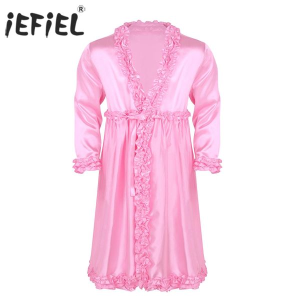 mens sissy robes silky satin dressing gown bathrobe lingerie long sleeves frilly ruffle edges long nightgown men's sleepwear, Black;brown
mens sissy robes silky satin dressing gown bathrobe lingerie long sleeves frilly ruffle edges long nightgown men's sleepwear, Black;brown