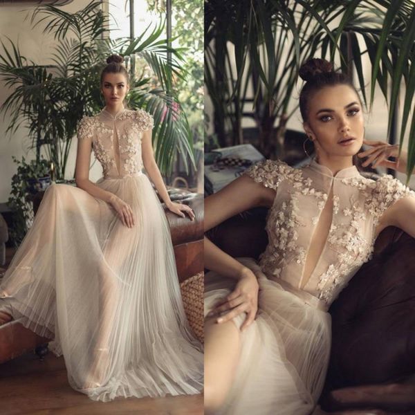 see through wedding dresses jewel neck tulle bridal gowns 3d flower appliques a line beach summer dresses, White
see through wedding dresses jewel neck tulle bridal gowns 3d flower appliques a line beach summer dresses, White