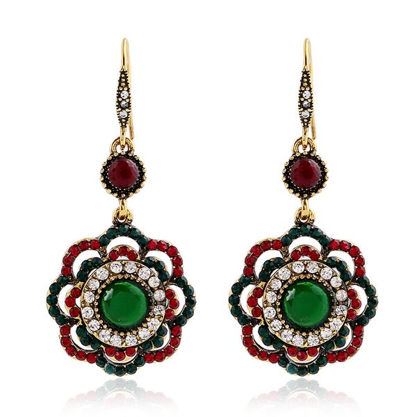new arrival vintage hollow earrings antique round green stone pendant hollow enamel flower dangle earrings jewelry for women, Golden
new arrival vintage hollow earrings antique round green stone pendant hollow enamel flower dangle earrings jewelry for women, Golden